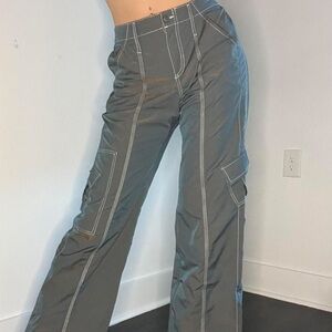 Urban Outfitters NWOT Silver Holographic cargo pants